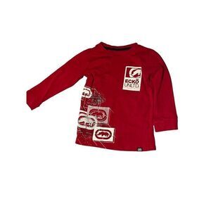 Echo United Unisex Kids Red Long Sleeve Round Neck Graphic T Shirt Size 4T